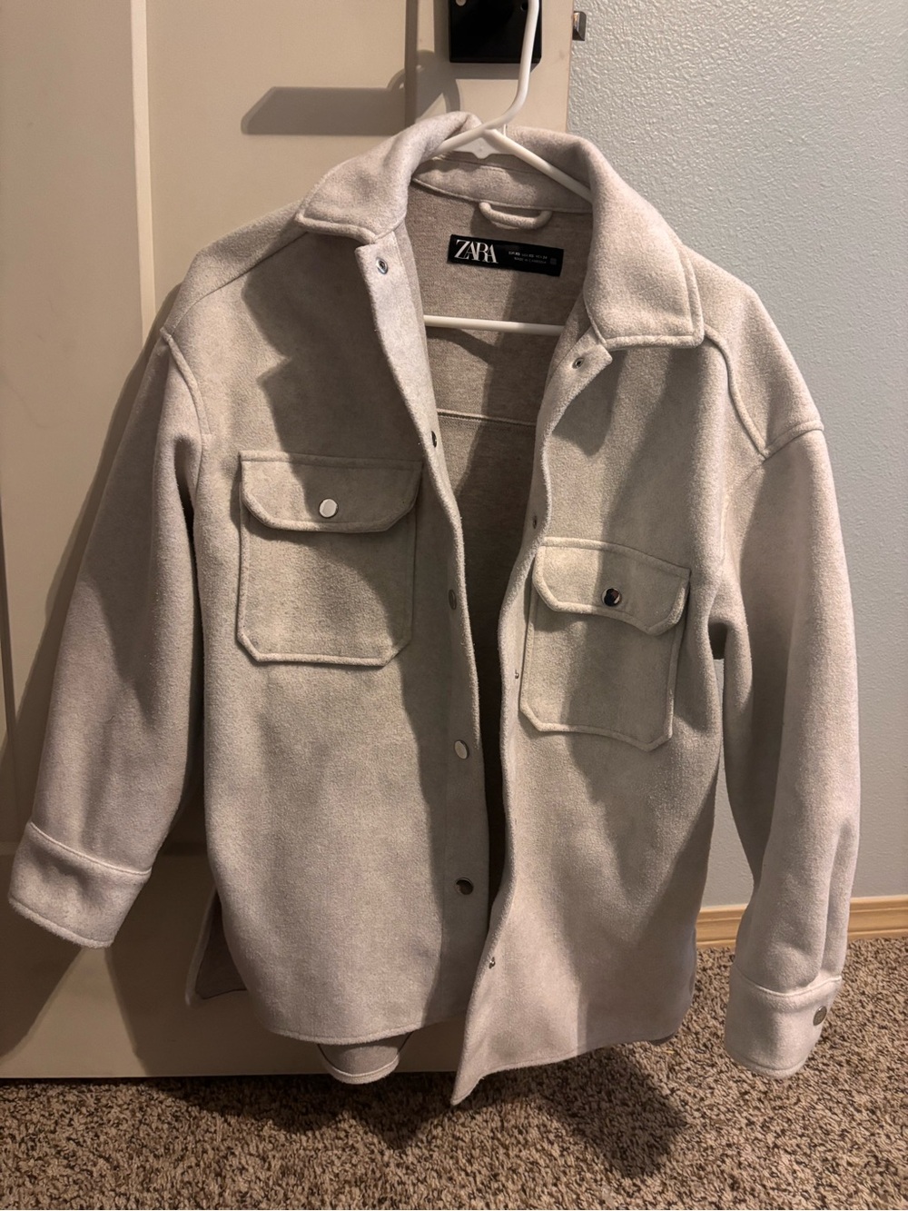 ZARA Light Cream Utility Shacket Jacket